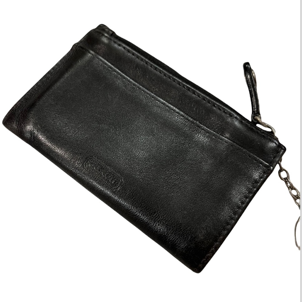 Coach Zip Coin Purse Key Chain Leather Black